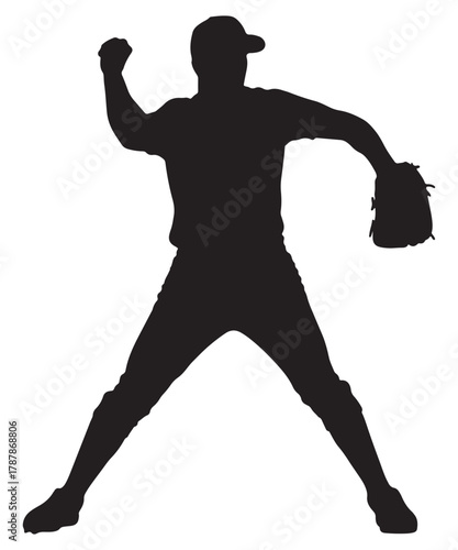 Baseball pitcher throwing a ball silhouette