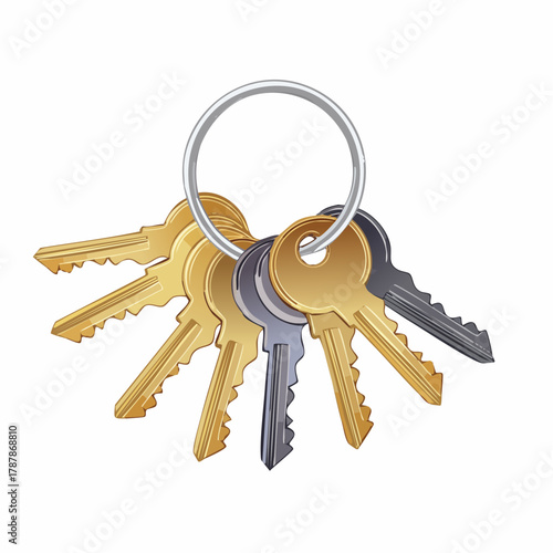 Set of brass keys on ring