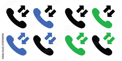 Incoming call and Outgoing call Icon set, Vector icon