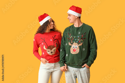 Happy young couple in Chris...