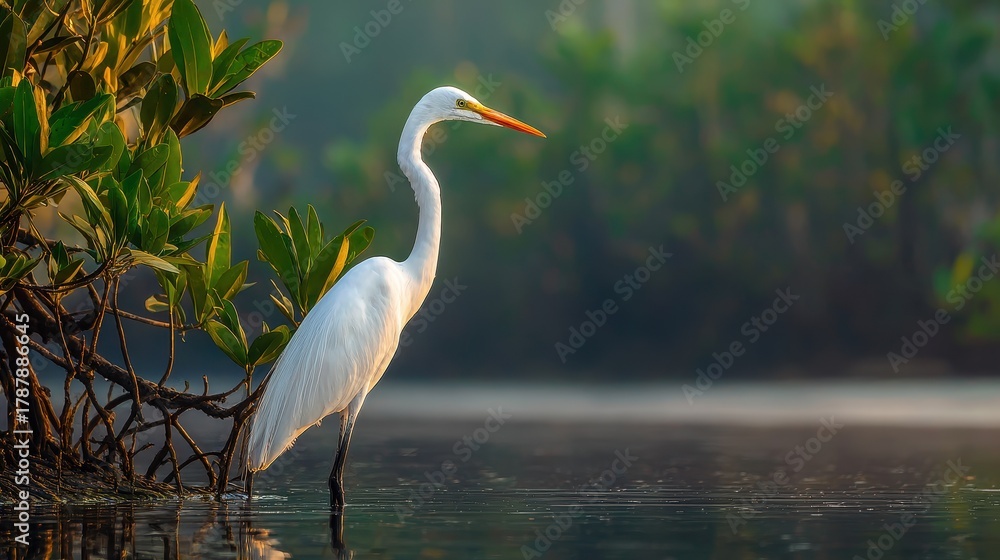 Naklejka premium Image of a Great Egret in Sundarbans India