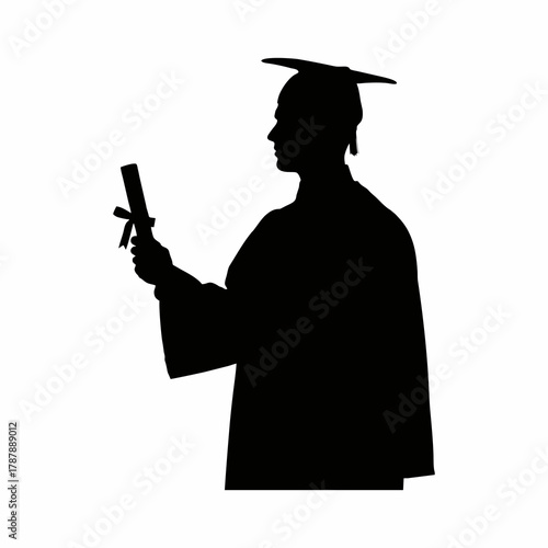 vector silhouette of a scholar