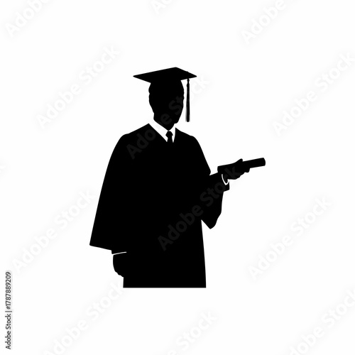 vector silhouette of a scholar