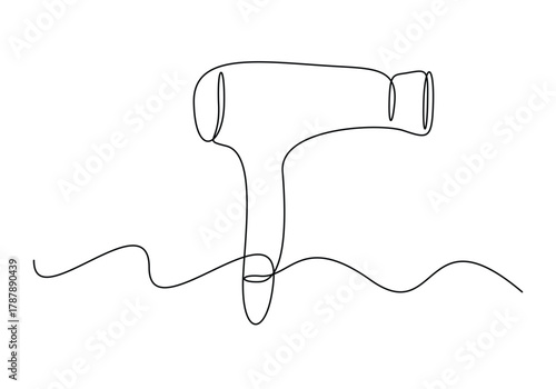 Continuous one line drawing art of a hair dryer. 