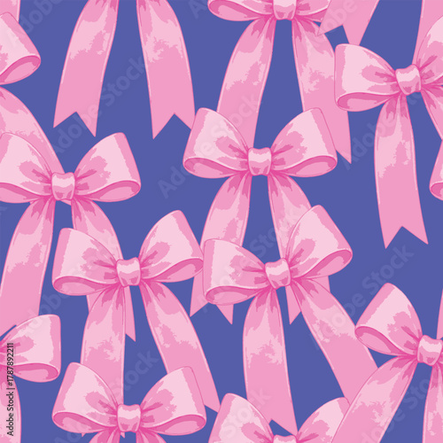 Hand drawn pink bow seamless pattern print vector illustration