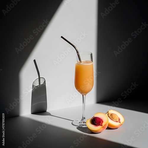 Refreshing Peach Cocktail in Sunlight