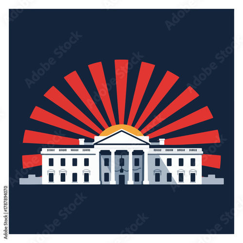 The White House at Sunrise A Symbolic Vector Graphic of American Governance and Hope