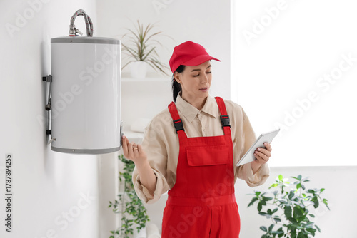 Female worker with tablet c...