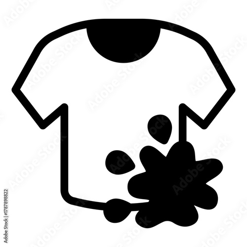 Dirt and shirt solid icon, manual washing concept. Vector graphics. Shirt with spot of dirt, washable item sign on white background, style icon mobile or web design.