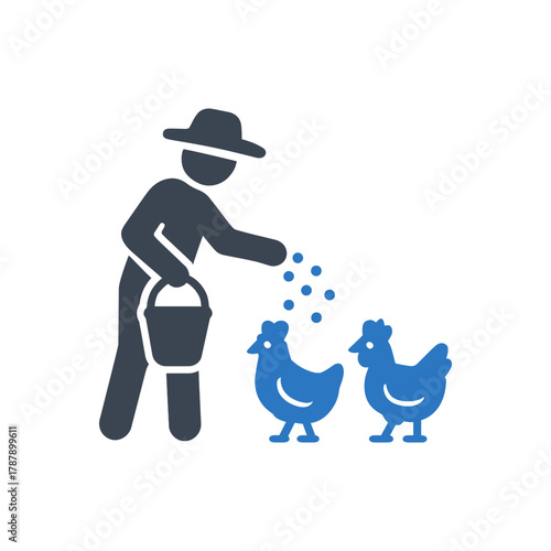 Farmer Feeding Chickens icon
