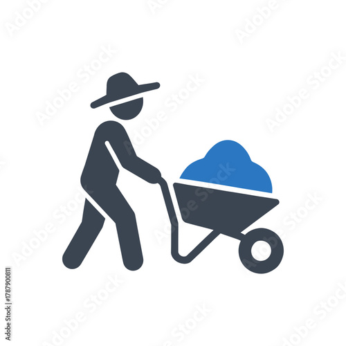 Farmer Pushing Wheelbarrow icon
