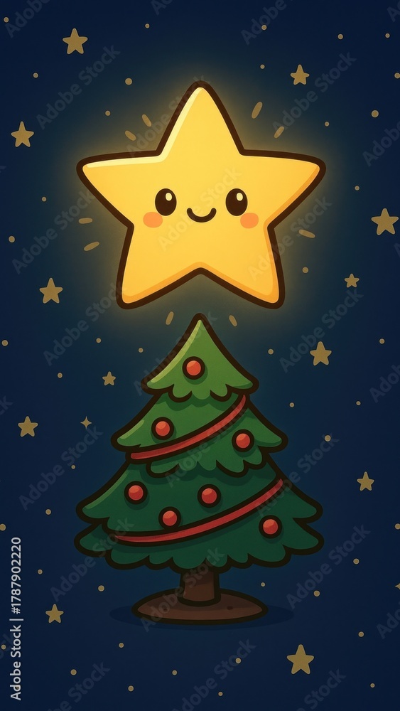 Fototapeta premium Cute festive starry night mobile wallpaper