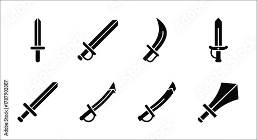 A collection of various medieval weapons including swords and scimitars