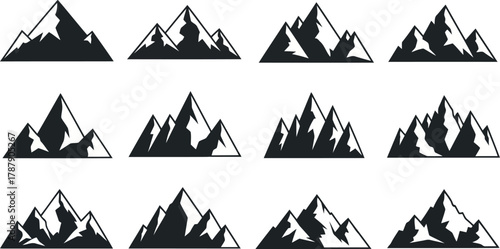Mountain icons set Vector