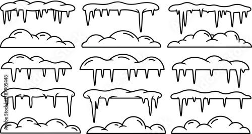 Snow and icicle set Vector
