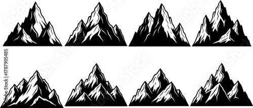 Mountain range vector icon set Vector
