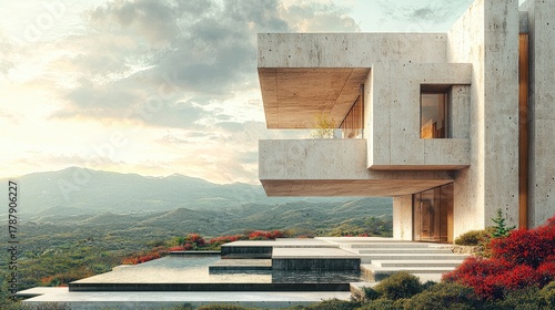 Modern Architectural Collage Featuring Neo Brutalist Design Elements
