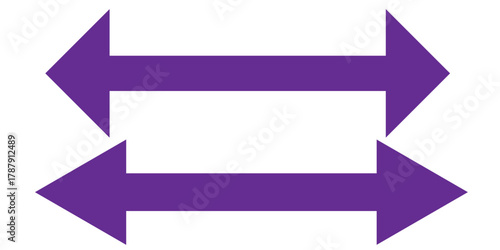 Dual sided long arrow set. Horizontal long straight arrows collection. Double side long arrow symbol. Two sided long arrow