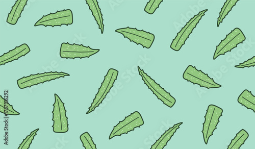Cute aloe vera pattern background vector design