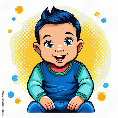 niedlicher kleiner Junge - Cartoon Comic Stil