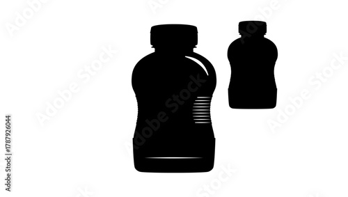 sweet soy marinade wave bottle, black isolated silhouette