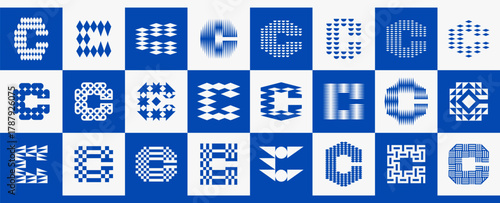 Decorative abstract typeface letter C logo bundle