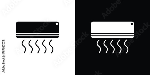 Air conditioner icon in solid silhouette set. Vector Illustration.