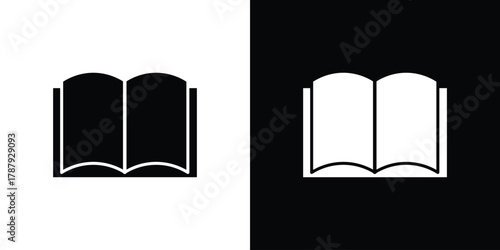 Book icon in solid silhouette set. Vector Illustration.