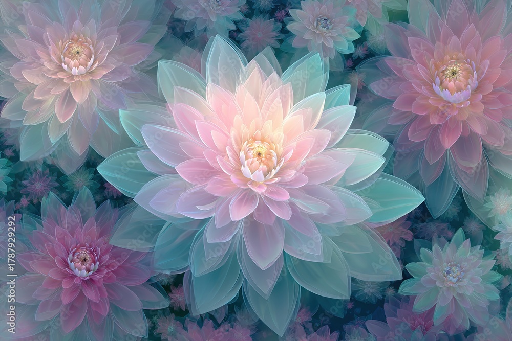 Obraz premium Pastel colored fantasy floral background pattern