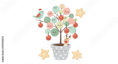 Flowers in pots kawaii style 