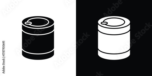 Canned food icon in solid silhouette set. Vector Illustration.
