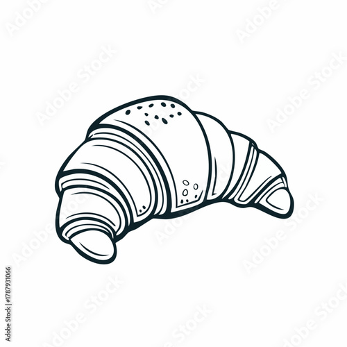 Artistic illustration of a fresh baked croissant on white background