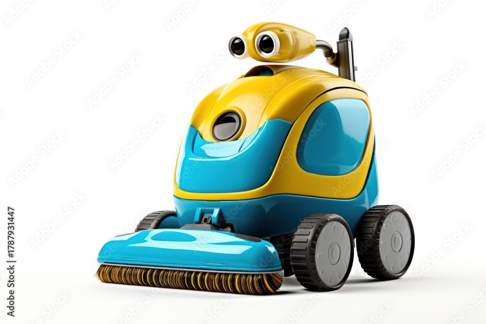 Obraz premium Cleaning robot white background representation.