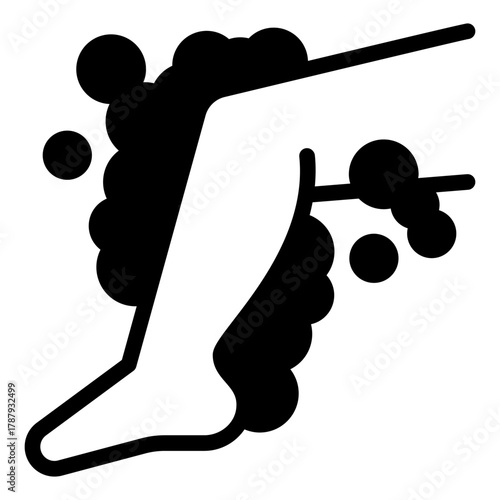 Leg with soap foam solid icon, body hygiene concept. Vector graphics. Human leg with soapy foam bubbles, body washing sign on white background, style icon mobile or web design.