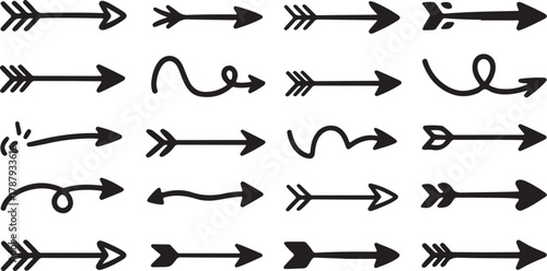 Seamless pattern of hand drawn arrows