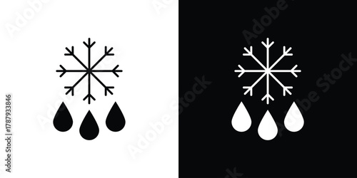 Defrost icon in solid silhouette set. Vector Illustration.
