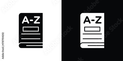 Dictionaries icon in solid silhouette set. Vector Illustration.