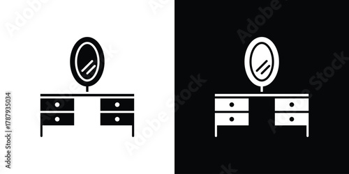 Dresser icon in solid silhouette set. Vector Illustration.