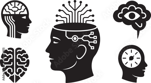 Head silhouette with brain circuitry representing artificial intelligence concept