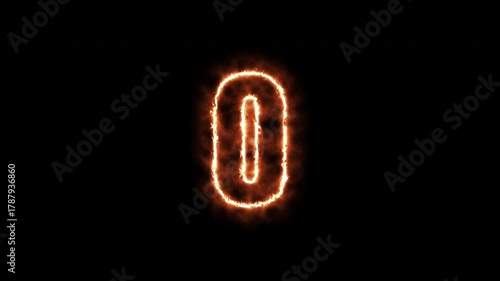 Fire Digital Timer Animation Displaying 5 Seconds Countdown