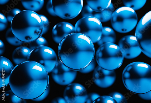 deep blue glossy spheres fl...