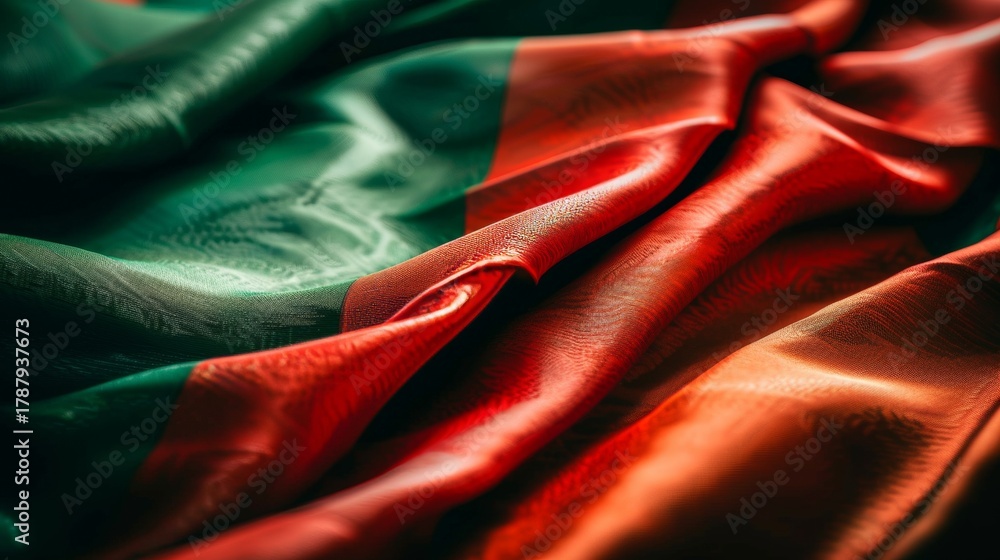Fototapeta premium Realistic fabric flag of portugal celebrating independence day with vibrant colors and design