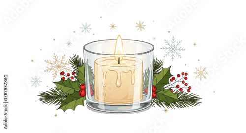 christmas candle and glass