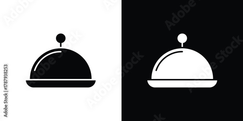Food tray icon in solid silhouette set. Vector Illustration.