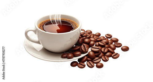 cup of coffee with beans