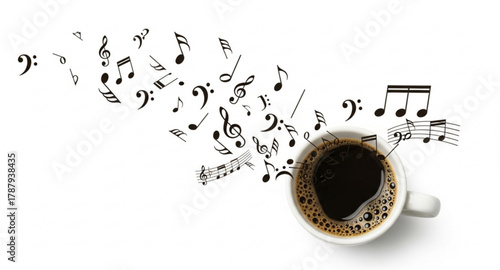 cup of coffee with musical notes 