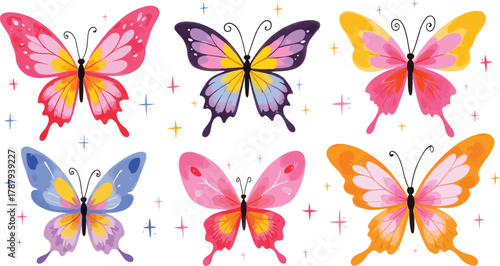 Vibrant Butterfly Collection Beautiful Vector Design Seamless Pattern Illustration Art