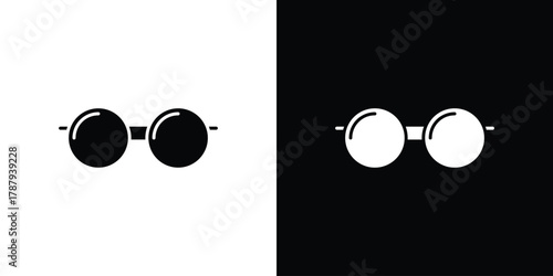 Glasses icon in solid silhouette set. Vector Illustration.