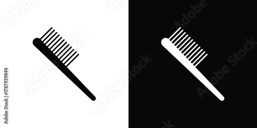 Hair brush icon in solid silhouette set. Vector Illustration.