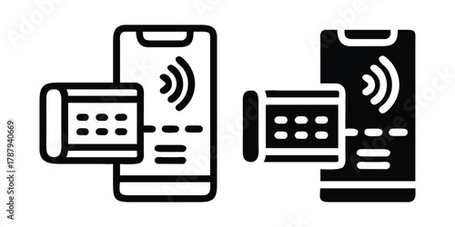 Mobile payment concept using phone and card reader illustration vector graphic